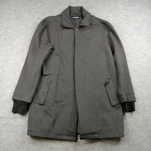 Betabrand Coat Mens Medium Gray Overcoat Jersey Knit Lined Commuter 1083-CH